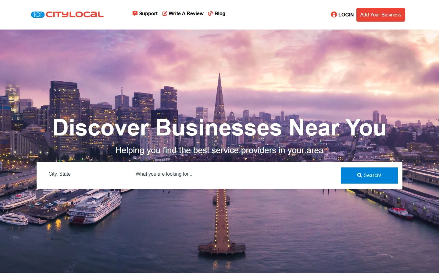 CityLocal101 public website desktop preview