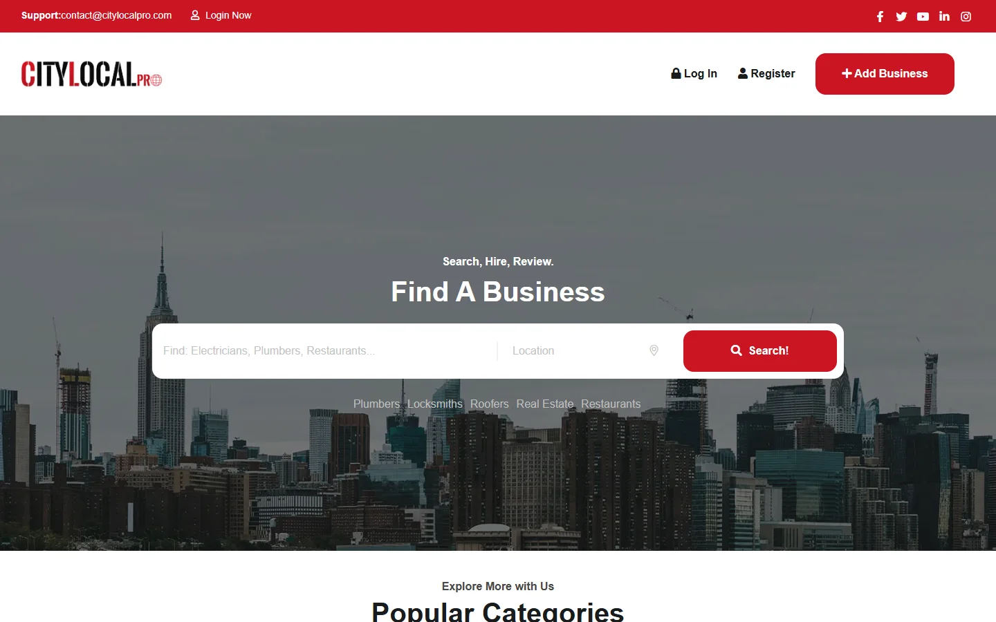 CityLocalPro public website desktop preview