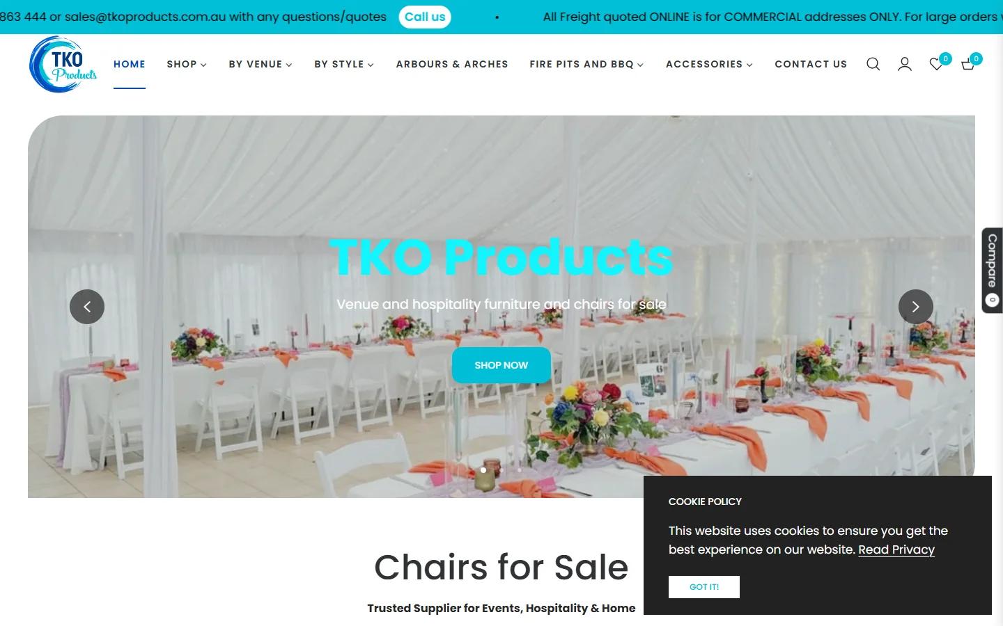 TKO Products Australia website desktop preview